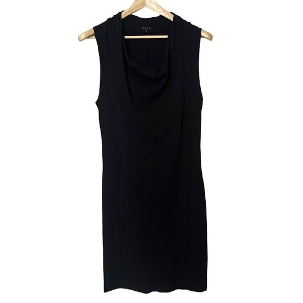 Theory Black Viscose Stretch‎ Cowl Neck Tank Sheath Pencil Dress Womens M